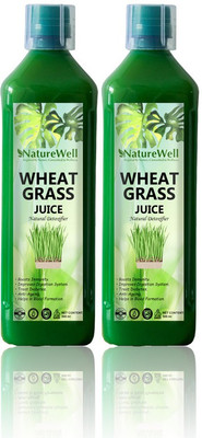 Naturewell Premium Wheat Grass Juice 500 ml.Natural Juice for Building Immunity.Effective for Detoxification. High Chlorophyll.Fresh Sprouted Premium Wheatgrass | No Added Artificial Flavours I Gluten Free I (PACK OF 2) Natural(Pack of 2, 1000 ml)