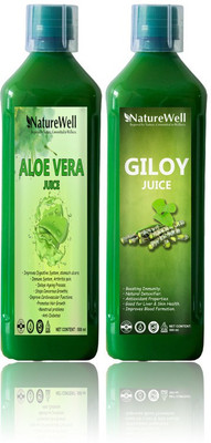 Naturewell Premium Aloevera/Giloy Juice for Building Immunity and Digestion Booster Natural (Combo)(2 x 500 ml)