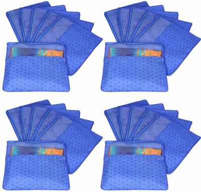 PrettyKrafts Saree Cover Set of 24 Polka dots with Top Transparent Window F1290_Blue24(Blue)