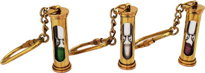 Shoptreed Antique Nautical Brass Sand Timer Hourglass Keychain - Set of 3 Key Chain