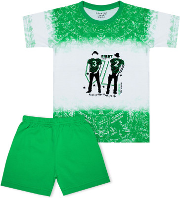 Luke and Lilly Boys Casual T-shirt Shorts(Green, White)