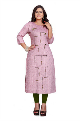 Era NX Women Printed Straight Kurta(Pink)