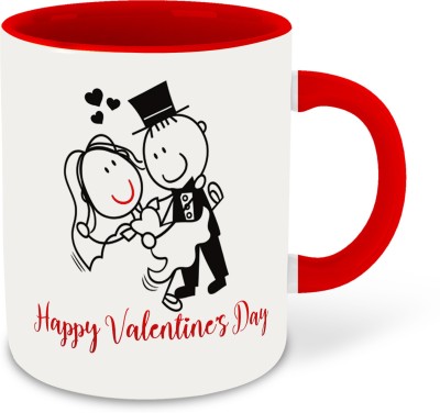 whats your kick Valentine day Inspiration Printed Red Inner Colour Ceramic Coffee- Best Valentine day Gift, Couple, Best Gift | For boy friend, girl friend, ( 9) Ceramic Coffee Mug(325 ml)