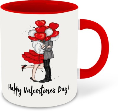 whats your kick Valentine day Inspiration Printed Red Inner Colour Ceramic Coffee- Best Valentine day Gift, Couple, Best Gift | For boy friend, girl friend, ( 12) Ceramic Coffee Mug(325 ml)