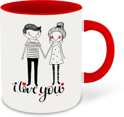 whats your kick I Love You Inspiration Printed Red Inner Colour Ceramic Coffee- Best Love Gift, Couple, Best Gift | For boy friend, girl friend, ( 2) Ceramic Coffee Mug(325 ml)