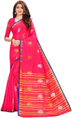 pari ethnic villa Woven Kanjivaram Silk Blend Saree(Pink)