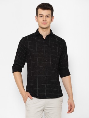 Canary Wings Men Checkered Casual Black Shirt