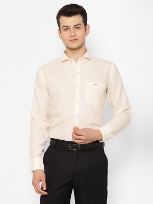 Canary Wings Men Solid Formal Cream Shirt