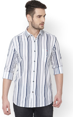 mufti-men-striped-casual-white-shirt