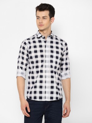 Canary Wings Men Checkered Casual White Shirt