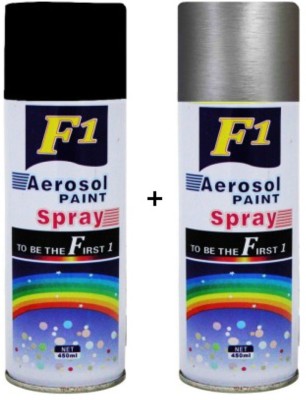 F1 Black & silver Spray Paint 450 ml(Pack of 2)