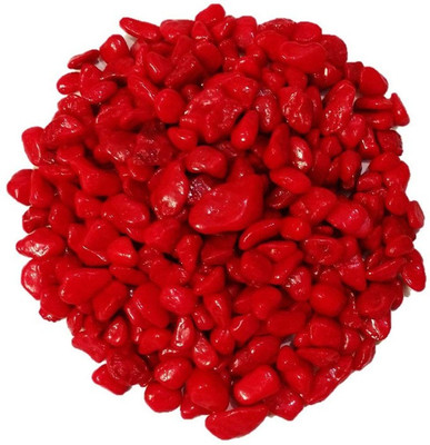 Colour Stone Decorative Ornamental River Rocks Tumbled Stone Pebbles Unplanted Substrate For Aquarium Vase Filler Plant Pots Home Garden & Landscape Decoration (Red, 1Kg) Regular Asymmetrical Marble Pebbles(Red 1 kg)