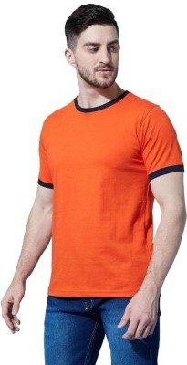 Dufferr Colorblock Men Round Neck Orange T-Shirt