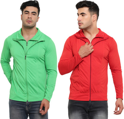 Jaskart Solid Men Polo Neck Red, Green T-Shirt