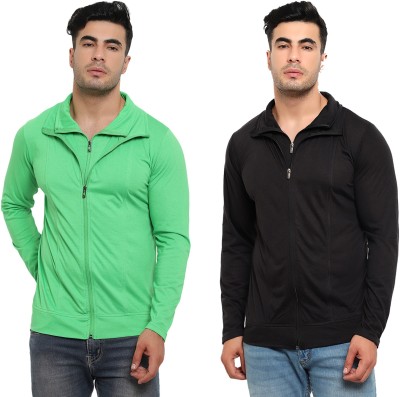 Jaskart Solid Men Polo Neck Black, Light Green T-Shirt