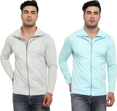 Jaskart Solid Men Polo Neck Light Blue, Grey T-Shirt