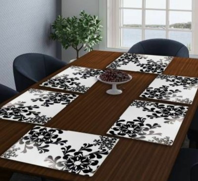 Dakshya Industries Rectangular Pack of 6 Table Placemat(Black, White, PVC)