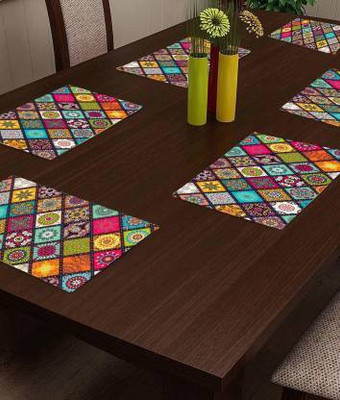 ZITIN Rectangular Pack of 6 Table Placemat(Multicolor, PVC)