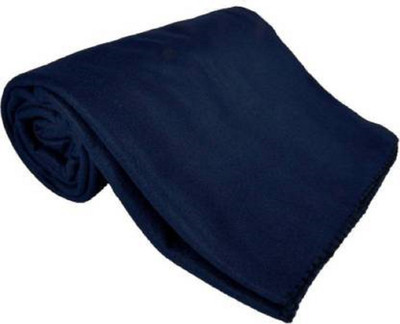 Comfytouch Solid Double Fleece Blanket for  AC Room(Polyester, Blue)