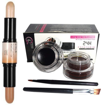 BTNT FAVOURED HIGHLIGHTER AND CONTOUR STICK 3D WITH ULTRA LONG LASTING 2 IN 1 GEL EYELINER(2 Items in the set)