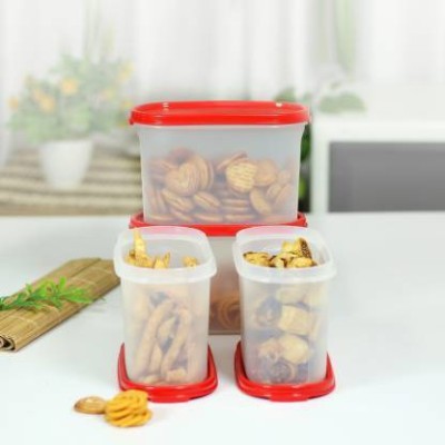 TUPPERWARE Polypropylene Grocery Container  - 1100 ml(Pack of 4, Red, White)