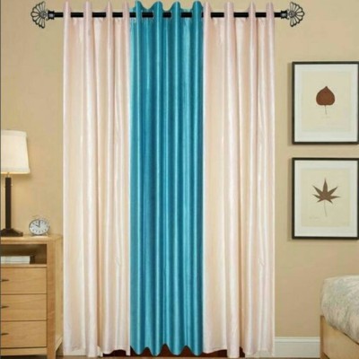 HHH FAB 270 cm (9 ft) Polyester Semi Transparent Long Door Curtain (Pack Of 3)(Solid, Multicolor)
