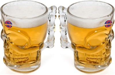 Somil (Pack of 2) Funky Ghost Face Beer Mug With Easy Grip Handle, Transparent, Glass, 500 Ml, Set Of 2-kt02 Glass Set Beer Mug(500 ml, Glass, Clear)