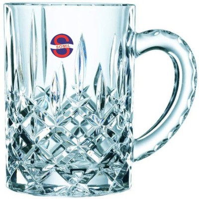 Somil Funky Stylish Transparent With Handle, Glass, Clear, 400ml, Set Of 2 -Kt15 Glass Beer Mug(400 ml, Pack of 2)