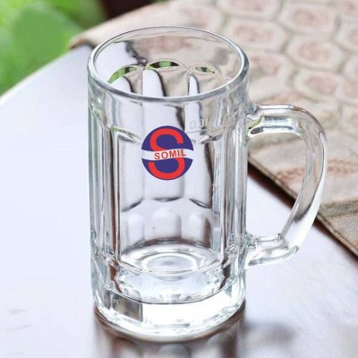 Somil Funky Stylish Transparent With Handle, Glass, Clear, 400ml-PL11 Glass Beer Mug(400 ml, Pack of 2)