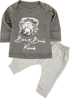 Piku Store Baby Boys & Baby Girls Casual T-shirt Pyjama(Grey)
