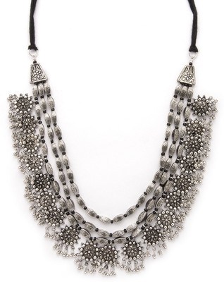 RUBANS Rubans Oxidised Silver Toned Embellished With Mirror Multilayer Statement Necklace Gold-plated Plated Metal Necklace
