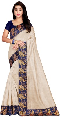 fashion Day Self Design Bollywood Chanderi Saree(Cream)