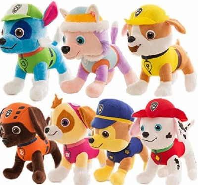 A Little Swag Imported Set of 7 Paw Patrol Cartoon Character Action Figure Soft Stuffed Toy for Girl Boys Kids.(35 cm).  - 35 cm(Multicolor)