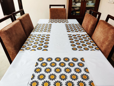 Groki Rectangular Pack of 6 Table Placemat(Black, Gold, PVC)