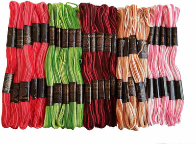 Lucknow Crafts Multicolor Double Shaded Thread(8 m Pack of25)