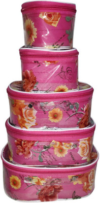 AA COLLECTION Set of 5 Pcs Toiletry Shaving Makeup Bindi Bangle Socks organizer Vanity Box(Pink)