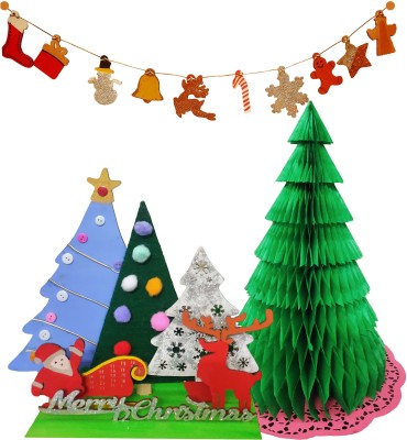 Blackmole My Christmas Corner DIY Coloring and Craft Kit with MDF Christmas Tree Set, Decorative Christmas Ornaments. Alongwith 15 inch Honeycomb Tree and Coaster.