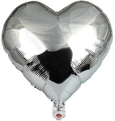 Bloomsevent Solid Blooms Event Heartbeat Heart shape Foil Balloon (Silver) Balloon(Silver, Pack of 1)