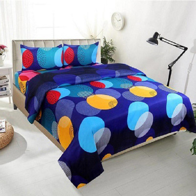 RSKalra 140 TC Polyester Double 3D Printed Flat Bedsheet(Pack of 1, Multicolor)