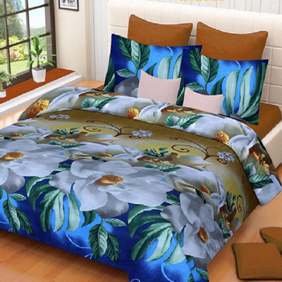 RSKalra 140 TC Polyester Double 3D Printed Flat Bedsheet(Pack of 1, Multicolor)