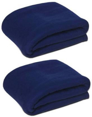 Comfytouch Solid Single Fleece Blanket for  AC Room(Polyester, Blue)
