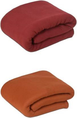 Comfytouch Solid Single Fleece Blanket for  AC Room(Polyester, Red, Orange)