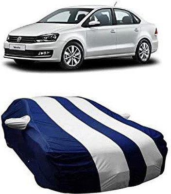 Aaka Creations Car Cover For Volkswagen Vento (With Mirror Pockets)(Blue, White)