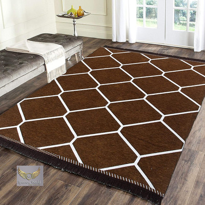 Sparrow world Brown Chenille Carpet(5 ft,  X 7 ft, Rectangle)