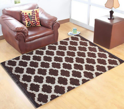 Sparrow world Brown Chenille Carpet(5 ft,  X 7 ft, Rectangle)