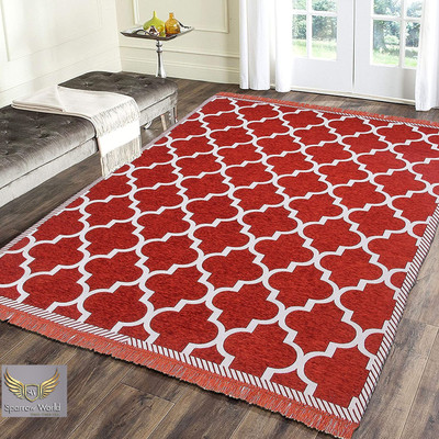 Sparrow world Red Chenille Area Rug(7 ft,  X 5 ft, Rectangle)