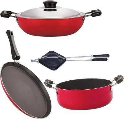 NIRLON FT11_DKD(J)_HT_CS24 Non-Stick Coated Cookware Set(PTFE (Non-stick), Aluminium, 4 - Piece)