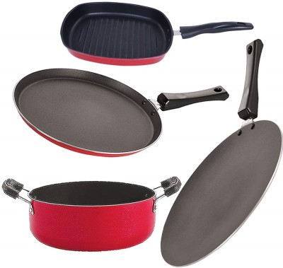 NIRLON FT11_CT12_GP24.5_CS24 Non-Stick Coated Cookware Set(PTFE (Non-stick), Aluminium, 4 - Piece)