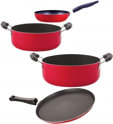 NIRLON FT11_CVG_CS26_CS24 Non-Stick Coated Cookware Set(PTFE (Non-stick), Aluminium, 4 - Piece)