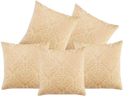 HOMYBEES Velvet Cushions Cover(40 cm*40 cm, Pack of 5, Beige)